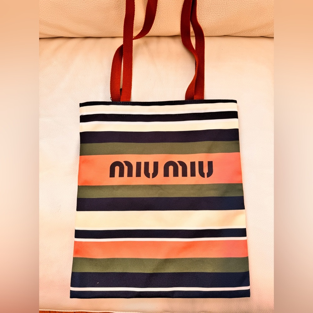 Miu Miu beauty gift Limited Edition Stripe Tote Bag Made in Italy - Picture 10 of 10